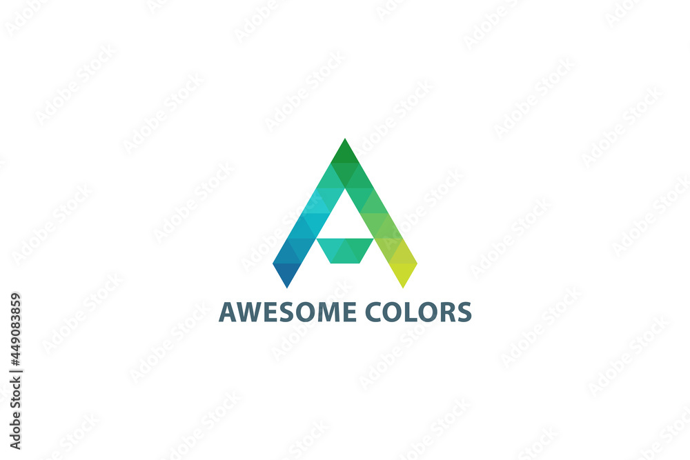 Letter A creative green color awesome grid system technological arrow direction business logo Letter A creative green color awesome grid system technological arrow direction business logo