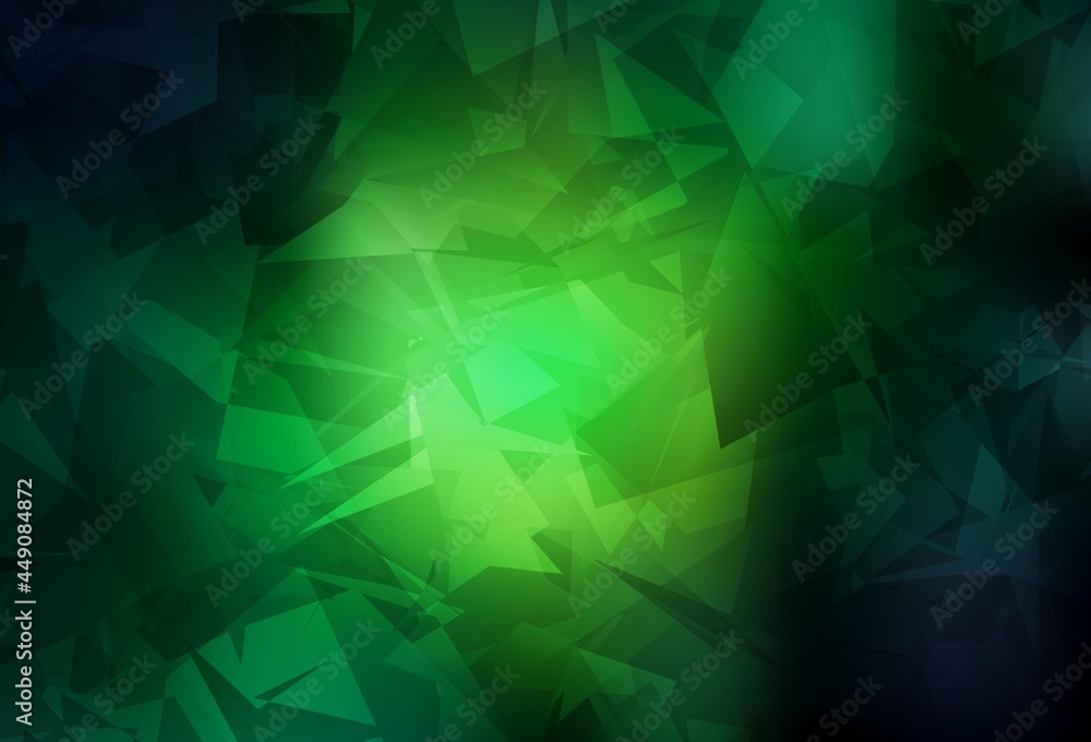 Fototapeta premium Dark Green vector template with chaotic poly shapes.