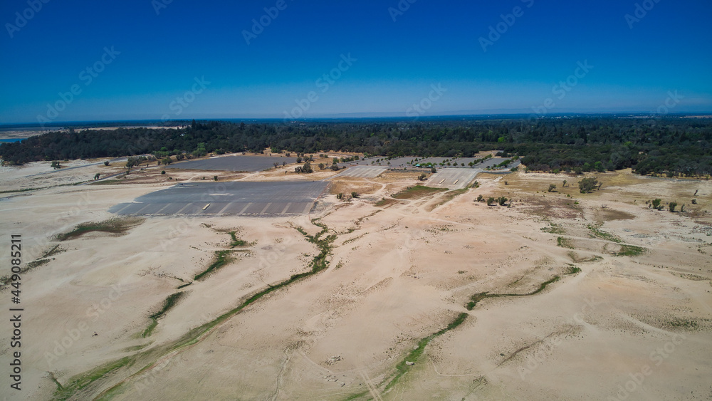 Low water levels at Folsom Lake in California 