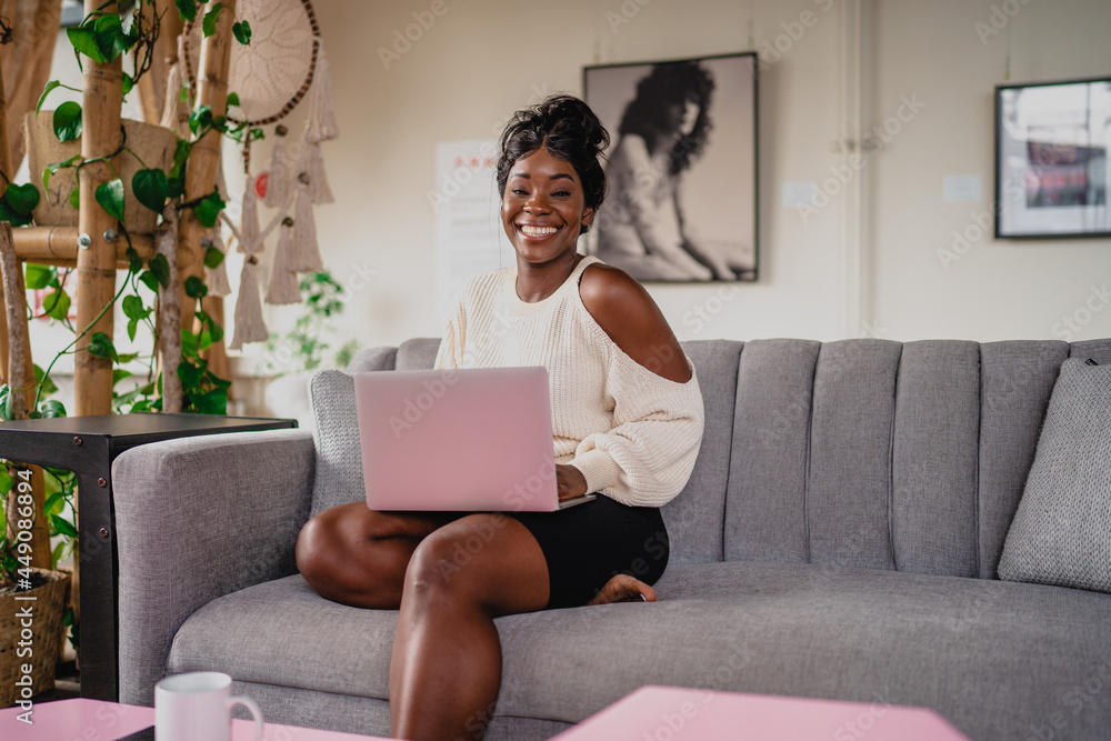 black business girl working on her computer black business girl working on her computer