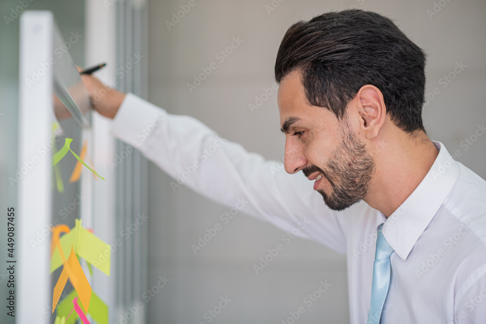 business man write pen to post it for idea analysis and planning marketing,goal to success business man write pen to post it for idea analysis and planning marketing,goal to success