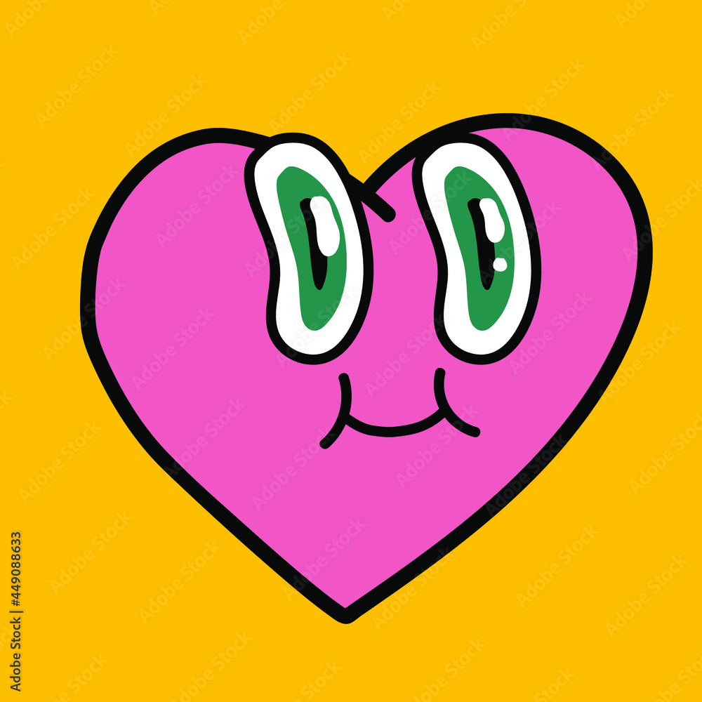 Cute heart with cartoon face. Vector illustration. Cute heart with cartoon face. Vector illustration.