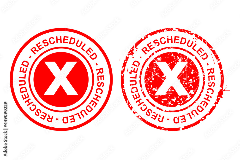 2 Style Vector Circle rusty Red Rectangle Rubber Stamp Effect, Rescheduled, re-scheduled 2 Style Vector Circle rusty Red Rectangle Rubber Stamp Effect, Rescheduled, re-scheduled