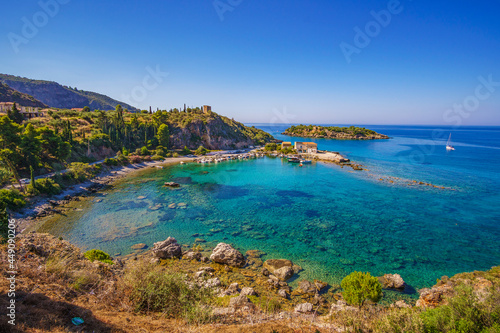 Fototapeta Naklejka Na Ścianę i Meble -  The picturesque port of the famous Kardamyli town. It is a coastal town 35 kilometers southeast of Kalamata. Messenia - Greece.