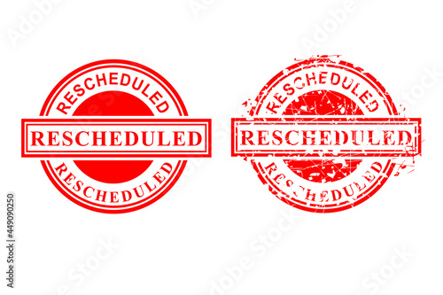 2 Style Vector Circle rusty Red Rectangle Rubber Stamp Effect, Rescheduled, re-scheduled
