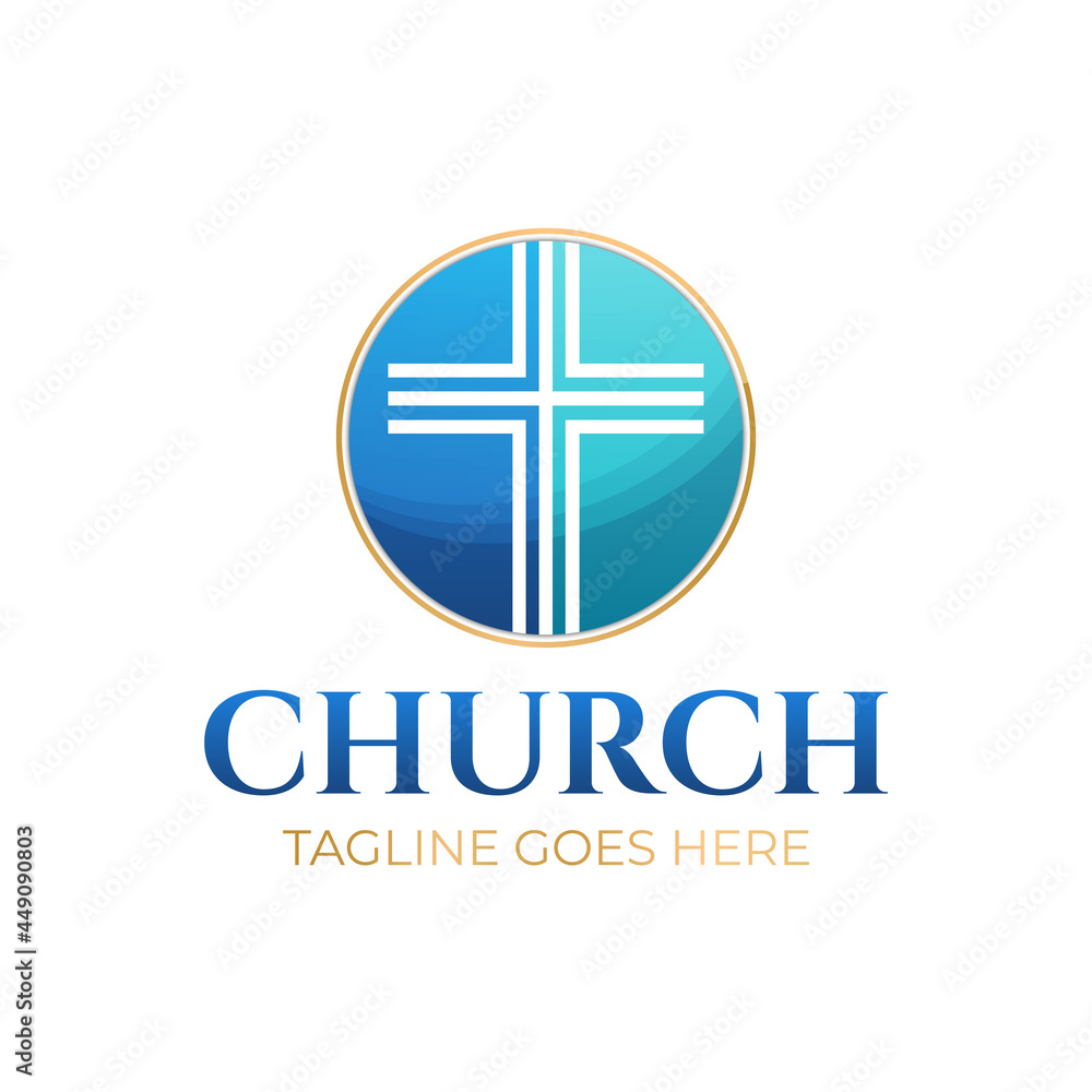 Obraz premium Christian Church Logo Design with Cross