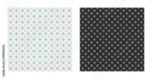 Set of geometric pattern in light pastel one and the other dark color. Vector illustration. For male clothing, shirt, baby, children, kindergarten room decoration, fabric, or paper printing.