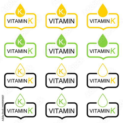 Vitamin K and K2, set speech bubble isolated symbols, vector illustration