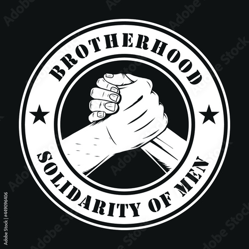 Brotherhood logo ,Vintage style ,Monochrome color ,with outline