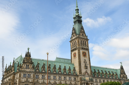 19th-century Neo-Renaissance Town Hall in Hamburg, Germany, on a sunny summer day