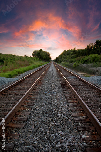 Sunlight on the railroad track