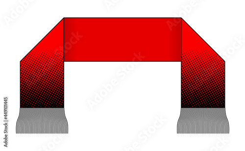 Sport Red Soccer Fans Scarf with Black Dots Line Pattern Printed Design Vector