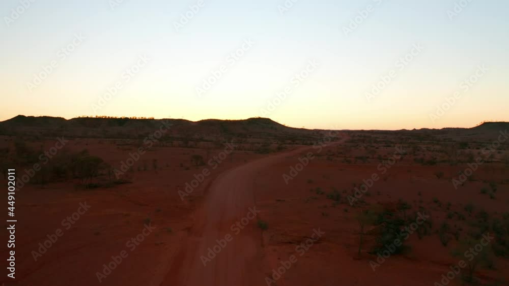 Red Landscape At The Alice Springs During Sundown In The North Territory Of Australia. aerial Red Landscape At The Alice Springs During Sundown In The North Territory Of Australia. aerial