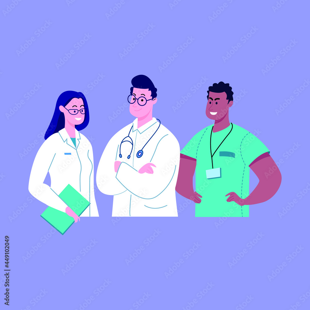 Vector illustration concept of the young team of doctors. Vector illustration concept of the young team of doctors.