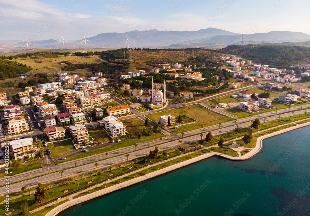 Top view of the city of Aliaga. Turkey