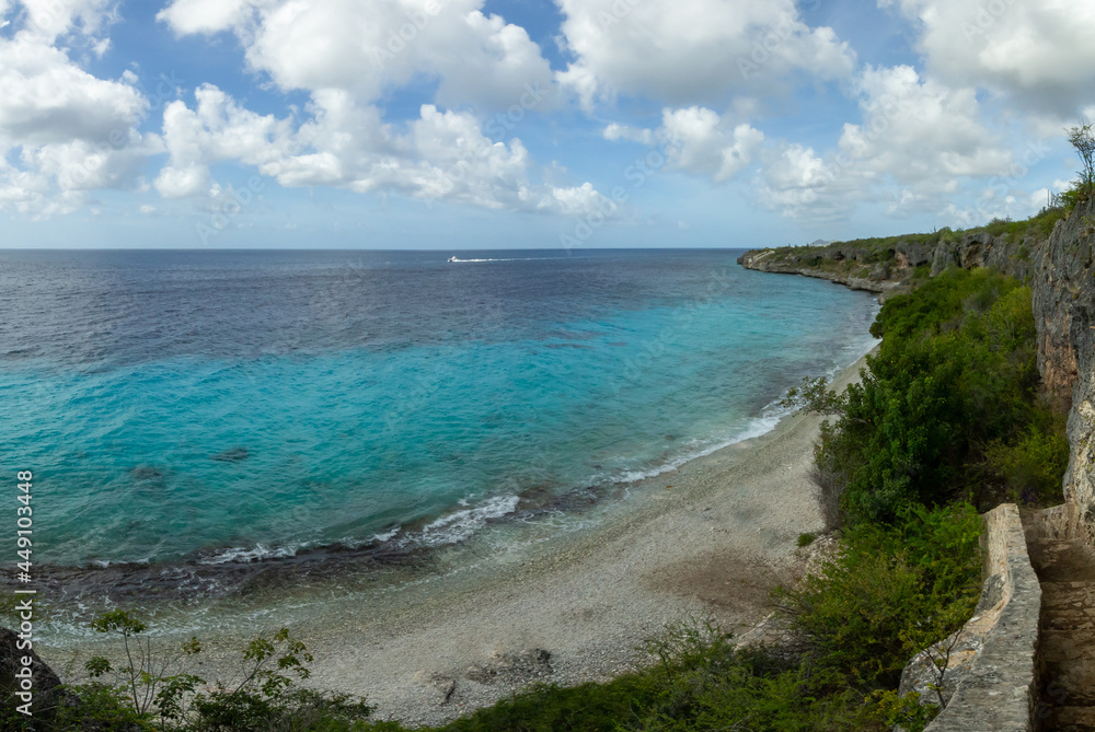 View overlooking 1000 Steps Dive Site beach in Bonaire
