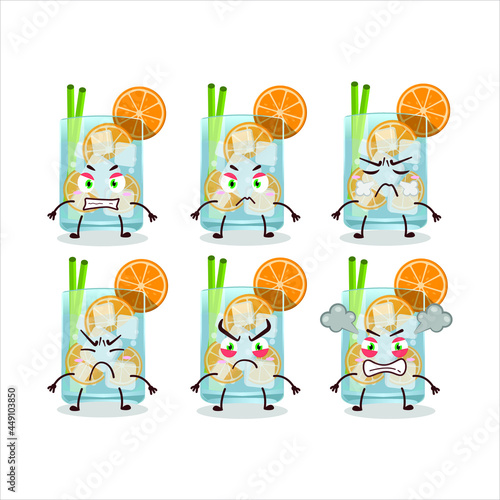 Caipirinha cartoon character with various angry expressions. Vector illustration