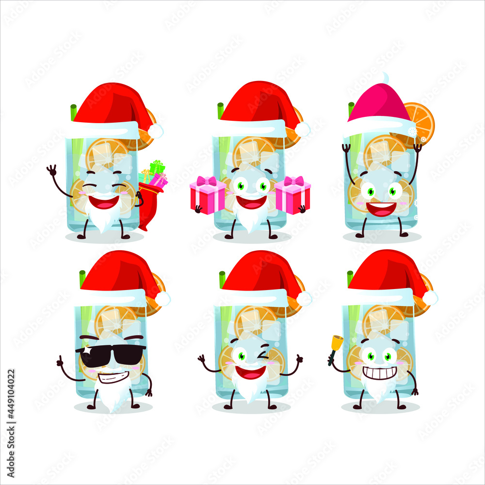 Santa Claus emoticons with caipirinha cartoon character. Vector illustration
