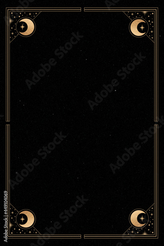 Mystical golden frame on black background vector