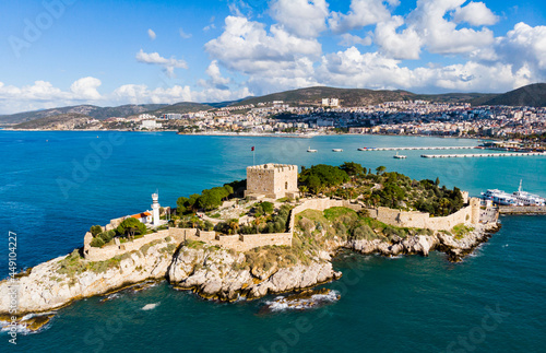 Photography Top view of the Pigeon island. Kusadasi. Aydin province. Turkey.