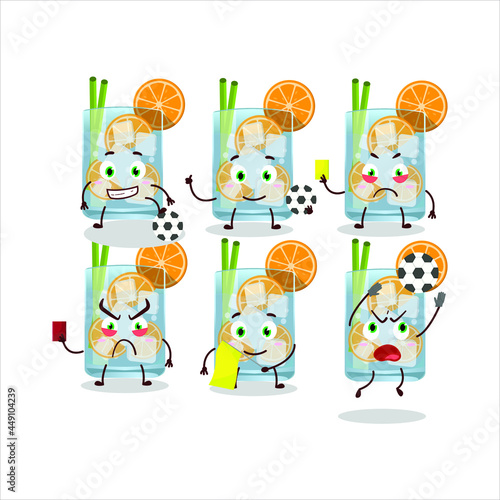 Fototapeta Naklejka Na Ścianę i Meble -  Caipirinha cartoon character working as a Football referee. Vector illustration