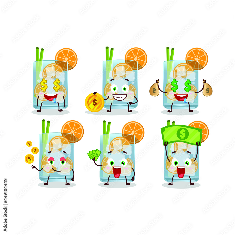 Obraz premium Caipirinha cartoon character with cute emoticon bring money. Vector illustration