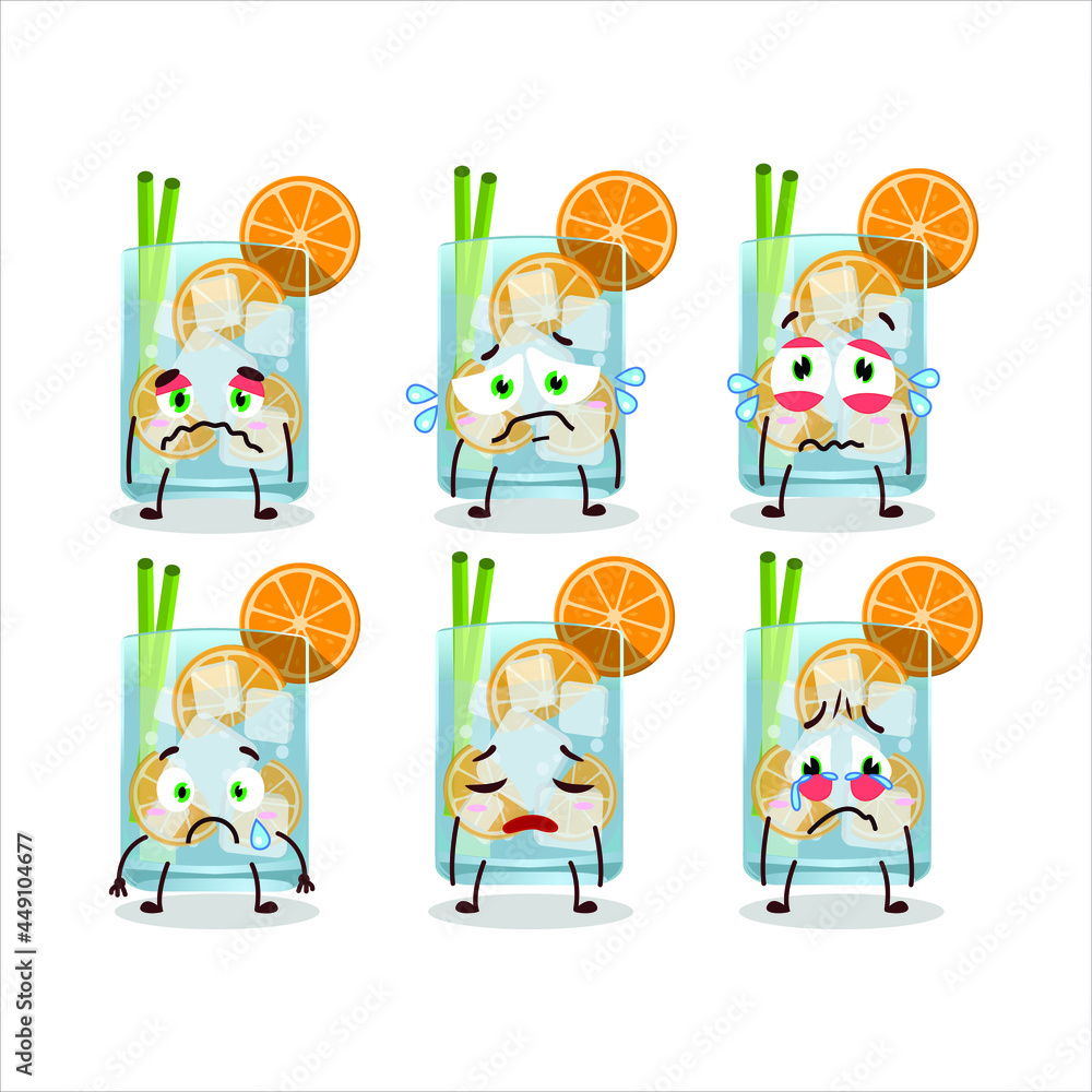 Fototapeta premium Caipirinha cartoon in character with sad expression. Vector illustration