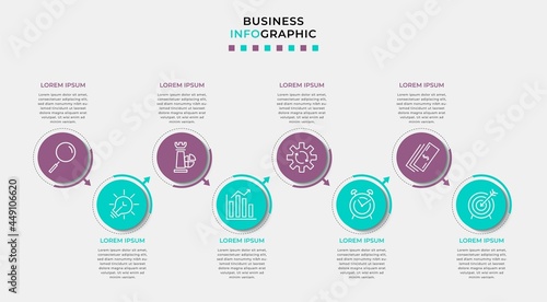 Vector Infographic design business template with icons and 8 options or steps. Can be used for process diagram, presentations, workflow layout, banner, flow chart, info graph