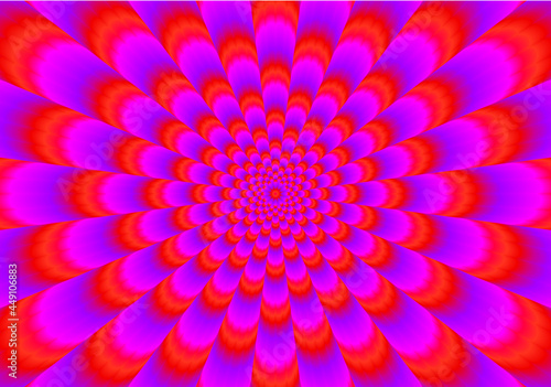 Red star shine. Optical illusion of movement.