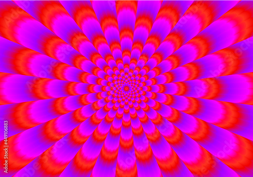 Red star shine. Optical illusion of movement.