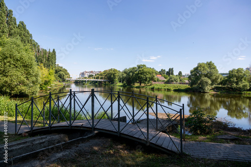 View of the Vezelka River in Victory Park in the center of Belgorod photo