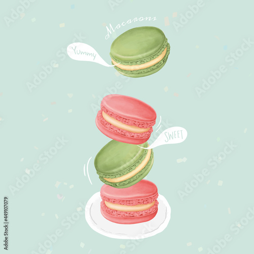 Hand drawn sweet macarons vector