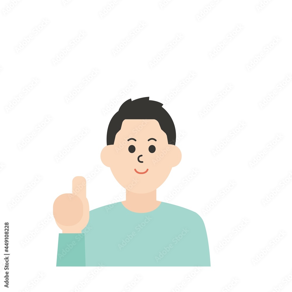 線のない若い男性のイラスト