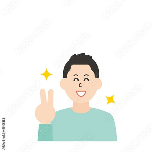 線のない若い男性のイラスト