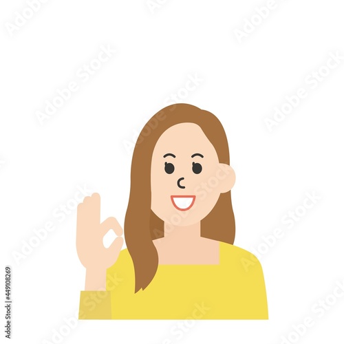 線のない若い女性のイラスト