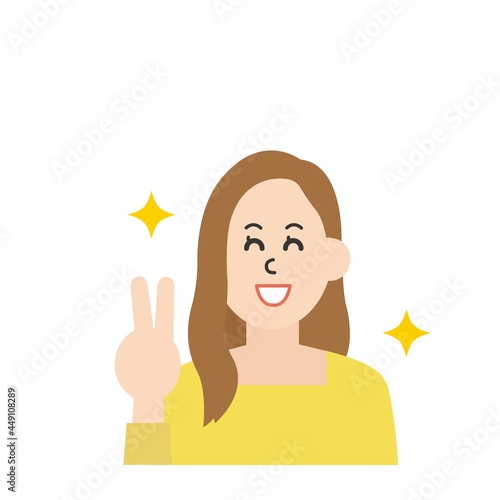 線のない若い女性のイラスト