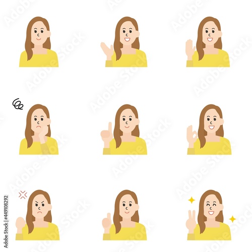 線のない若い女性のイラスト