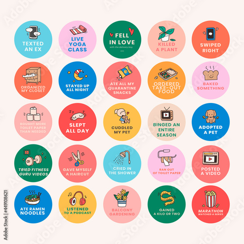 Self quarantine social media story bingo challenge vector