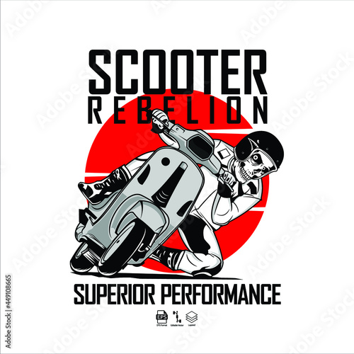 SCOOTER REBELION ILLUSTRATION WITH A WHITE BACKGROUND photo
