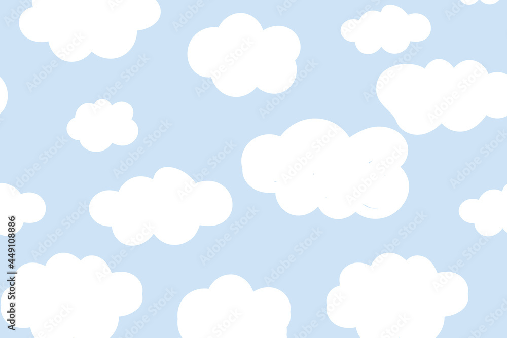 Background seamless pattern vector with cute fluffy cloud