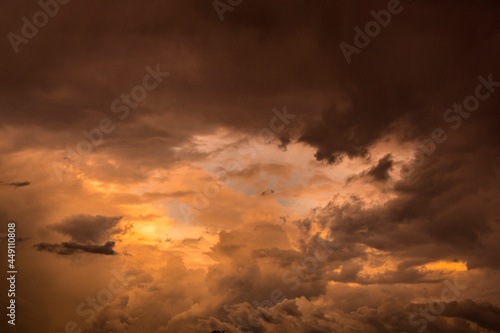 Fototapeta Naklejka Na Ścianę i Meble -  Stormy clouds post sunset evening Dark Thunder