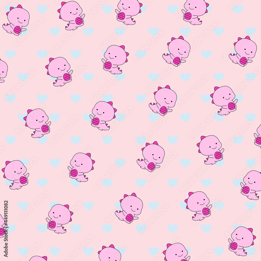 seamless pattern with cute dino seamless pattern with cute dino