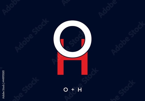 Red and white color of OH initial letter