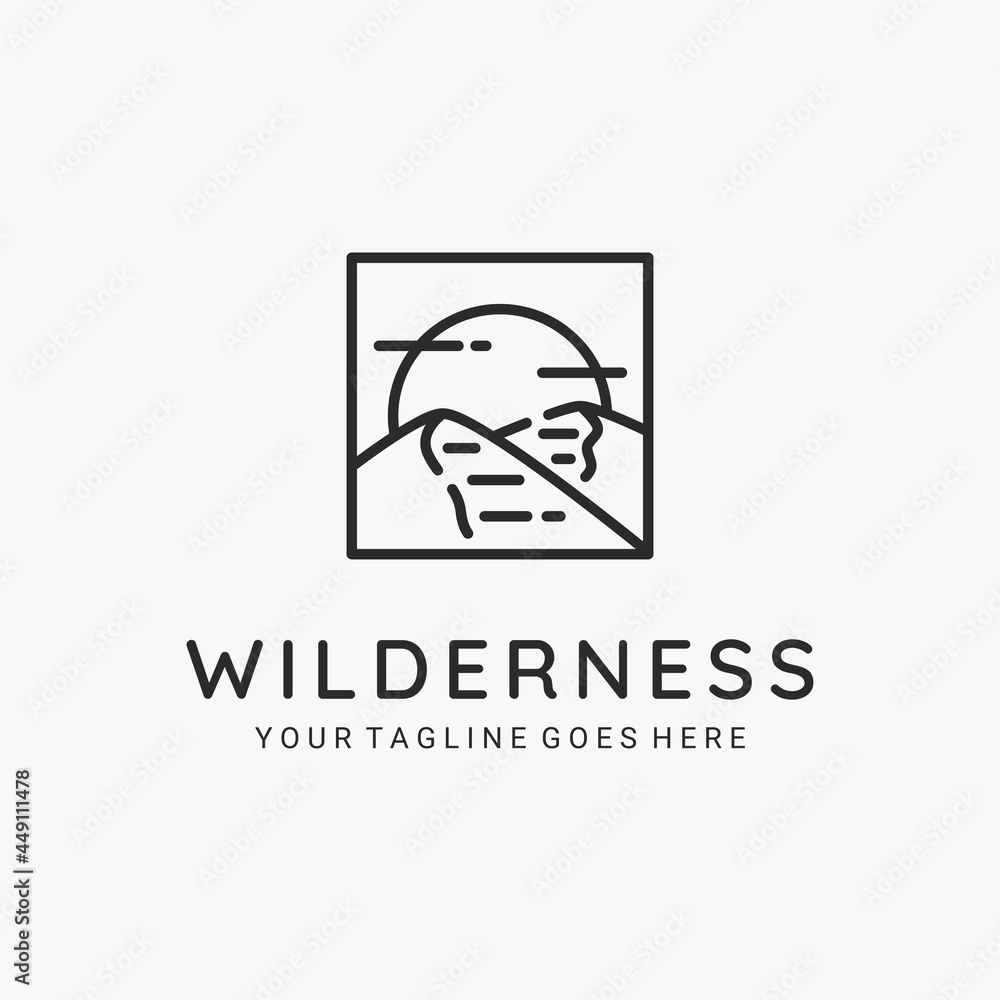 Wilderness line art minimalist logo vector illustration design. desert logo concept Wilderness line art minimalist logo vector illustration design. desert logo concept