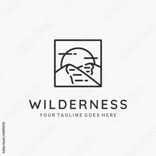 Wilderness line art minimalist logo vector illustration design. desert logo concept