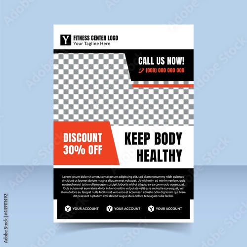 Flyer_075discount fitness center red flyer template design