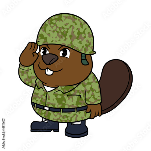 Cartoon Army Beaver Vector Illustration