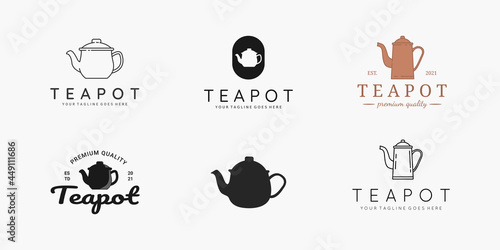Set of teapot logo vector illustration design