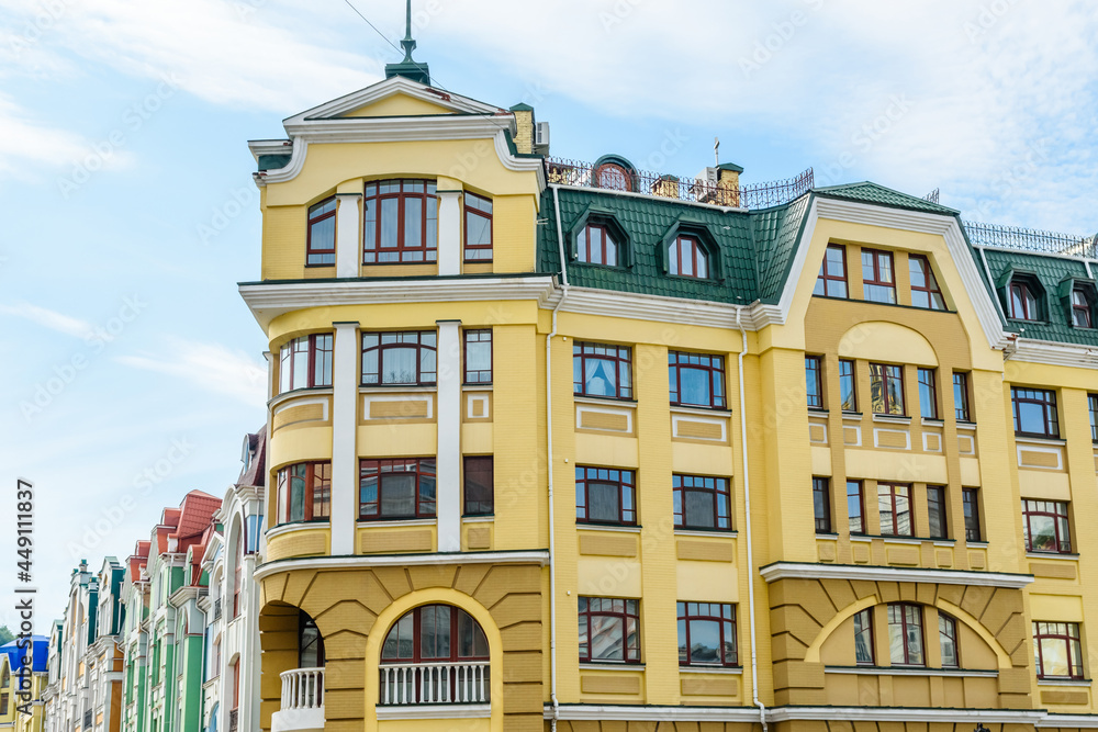 Beautiful houses in elite city district Vozdvizhenka. Kiev, Ukraine