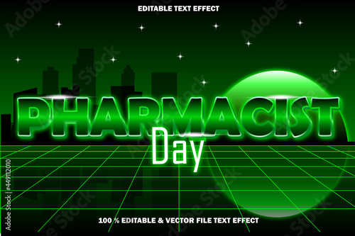 pharmacist day editable text effect retro style